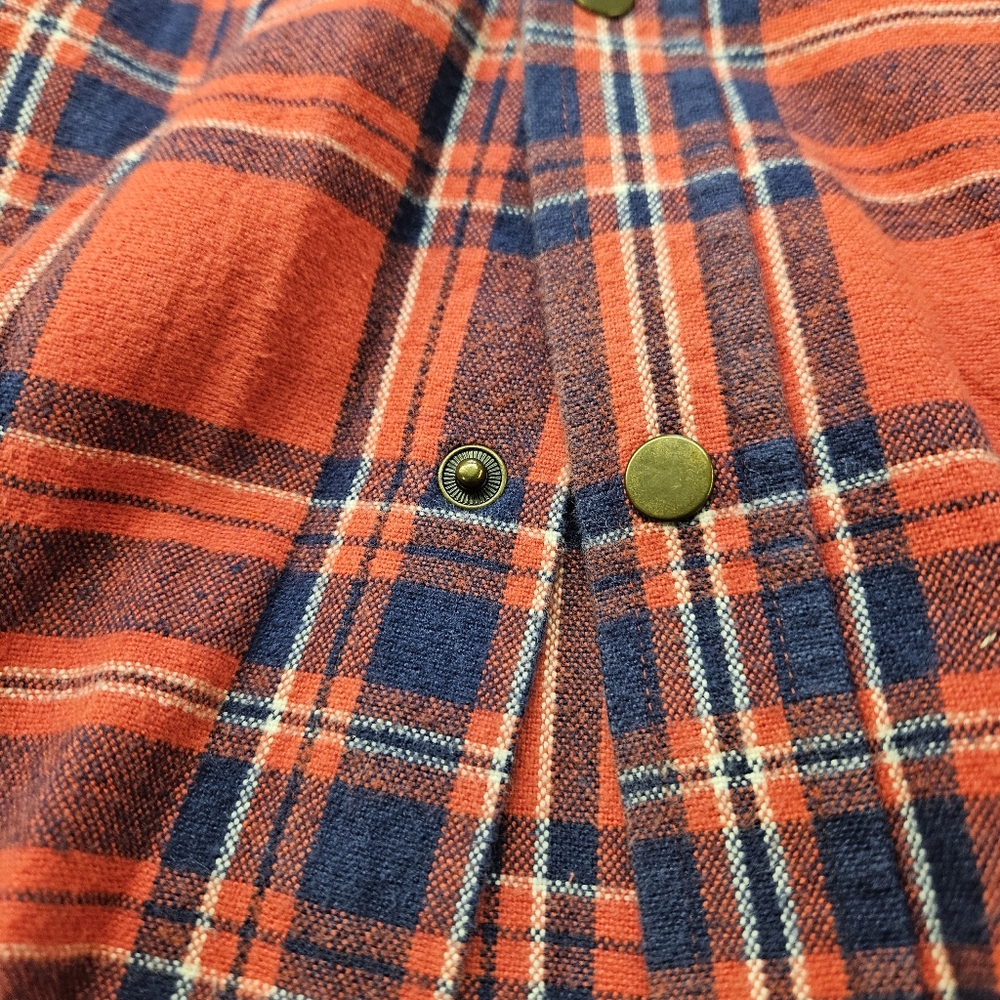 Obey Shirt Sz Large Button Up, Long Sleeve Snapss Pockets Plaid Red - Picture 3 of 7